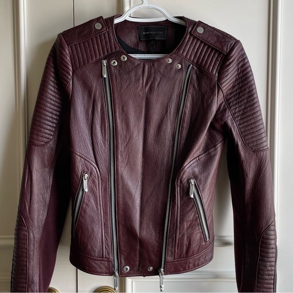 Burgundy Genuine Leather Jacket - Picture 3 of 5